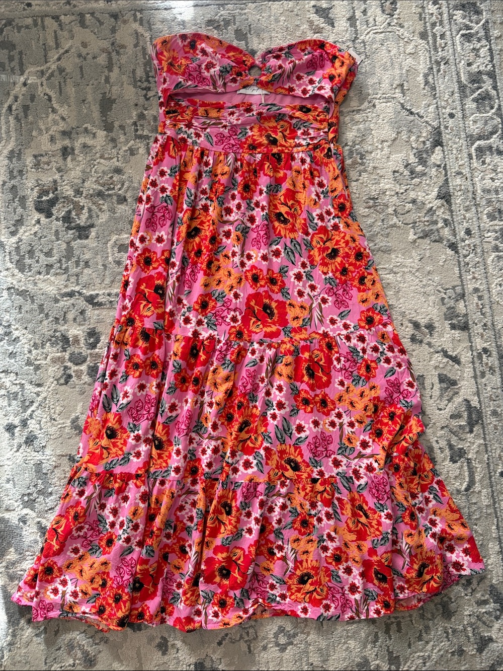 Petal & Pup Pink Floral Strapless Maxi Dress